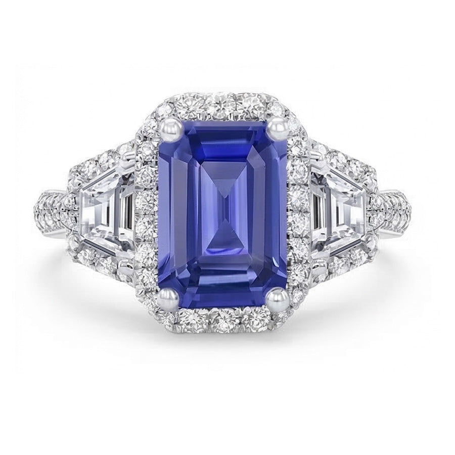 natural emerald sapphire 4.50ct ring close up detail