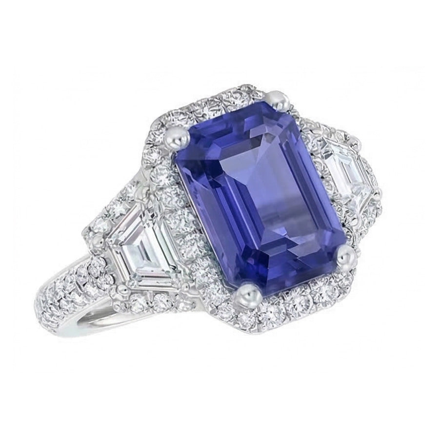 natural emerald sapphire 4.50ct ring top view