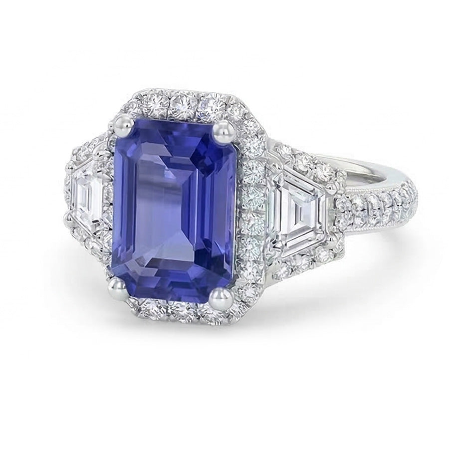 natural emerald sapphire 4.50ct ring profile view