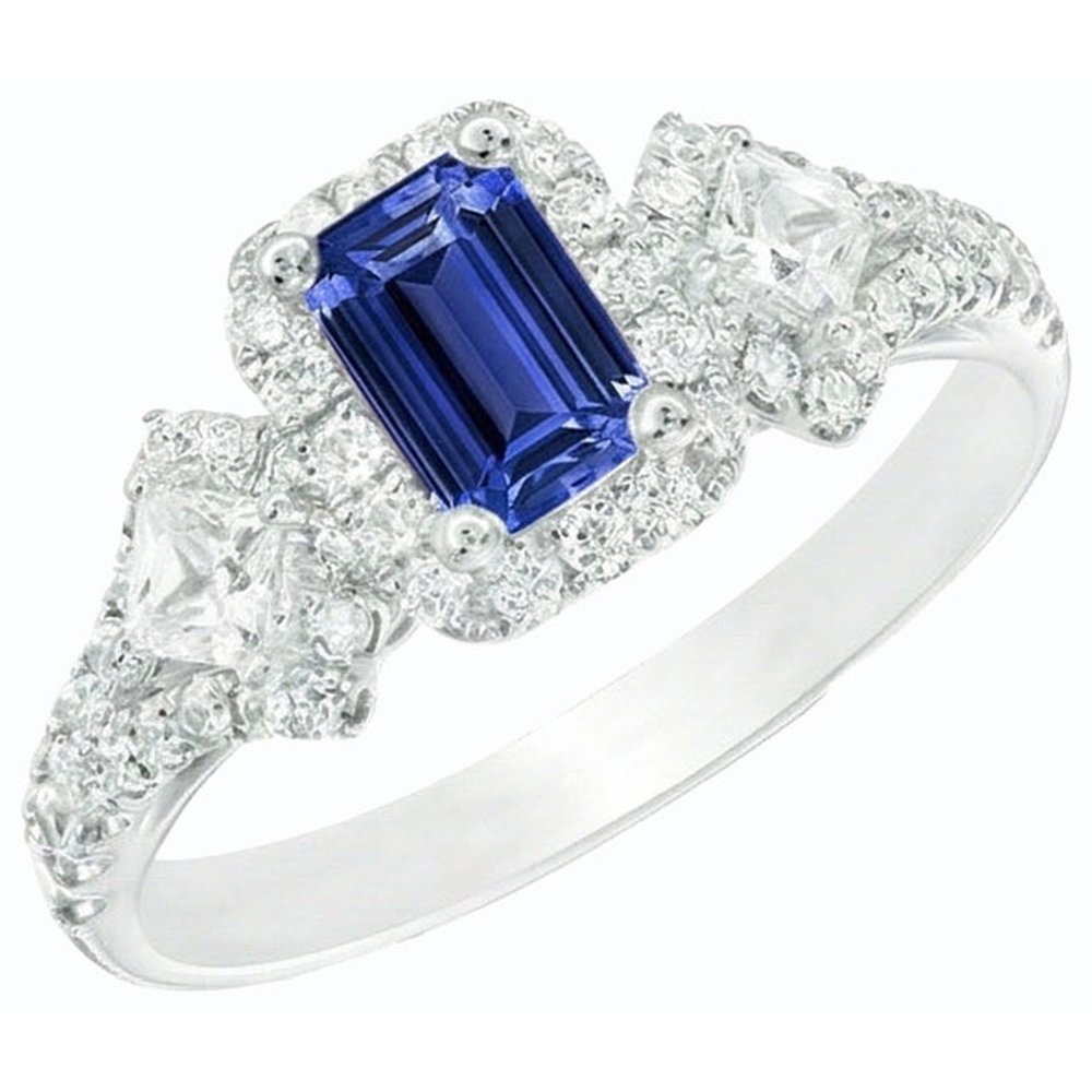 natural emerald sapphire 3.50ct ring side angle