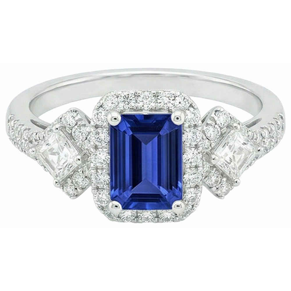 natural emerald sapphire 3.50ct ring front view