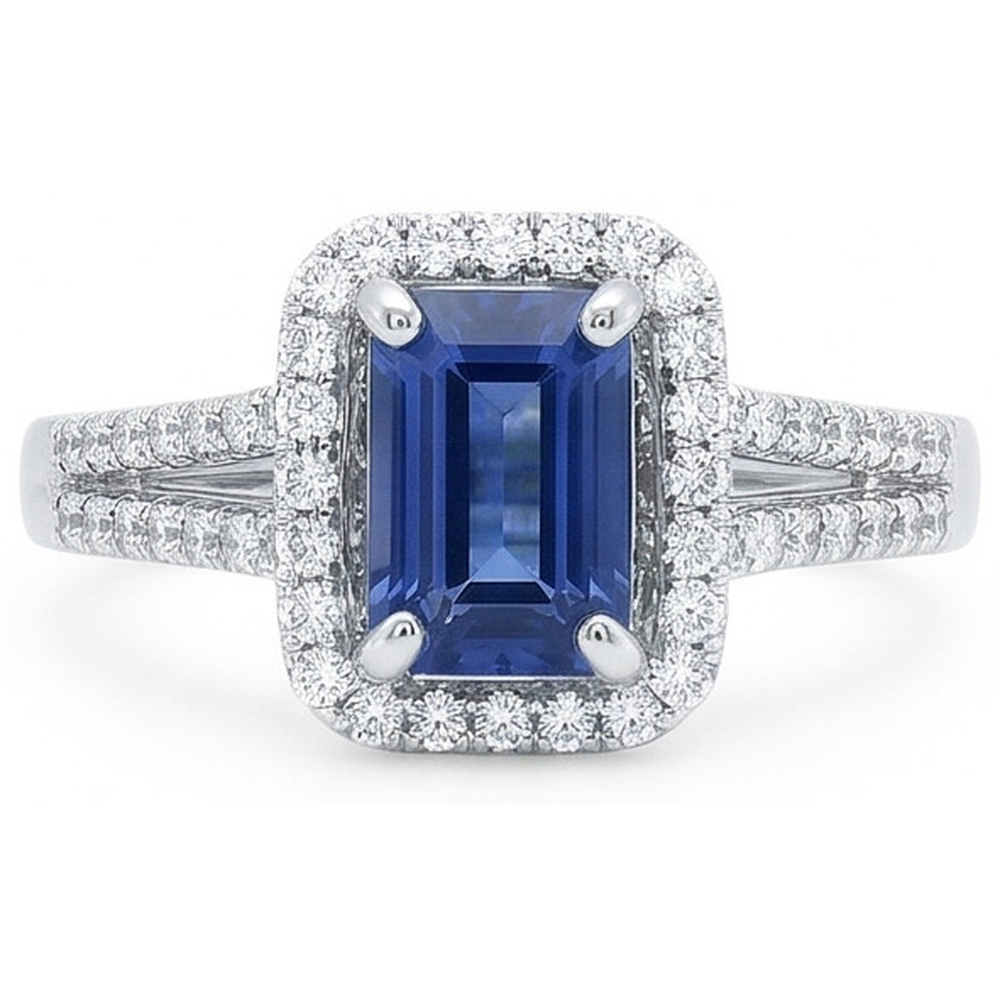 natural emerald sapphire 4ct ring top view