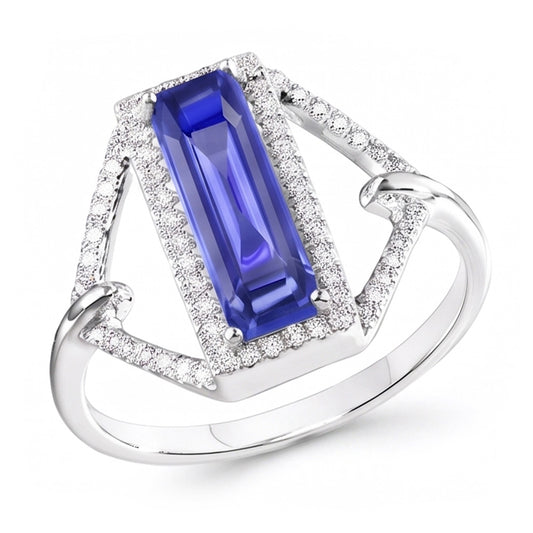 Halo Emerald Sapphire Ring 4.50 Carats Split Shank Natural Earth Mined Diamond ( Not Lab Grown ) Jewelry