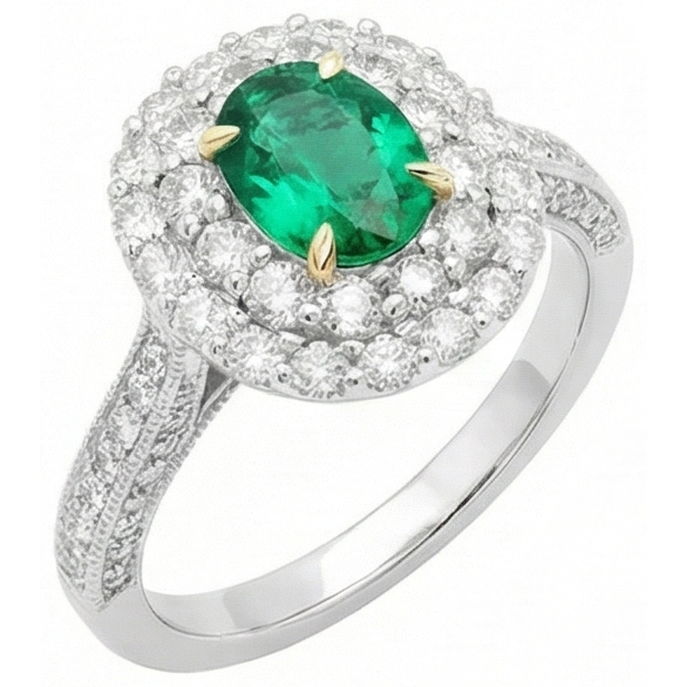 Genuine Emerald Colored Stone Ring – side view