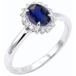 Halo Engagement Ring Oval Srilanka Sapphire Sunburst Style 2.50 Carats