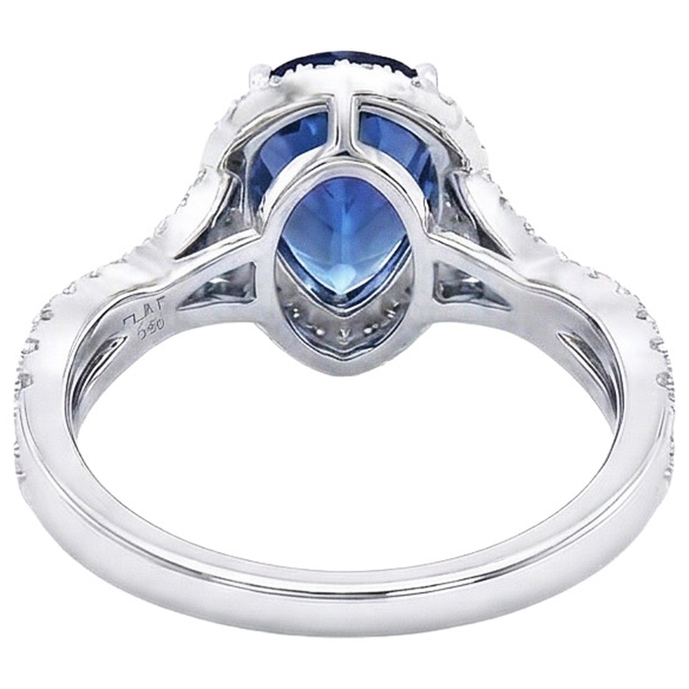 natural round sapphire 6.50ct ring front view