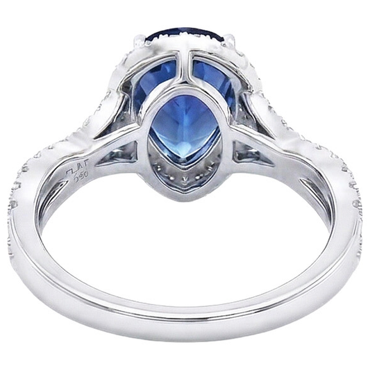 natural round sapphire 6.50ct ring front view
