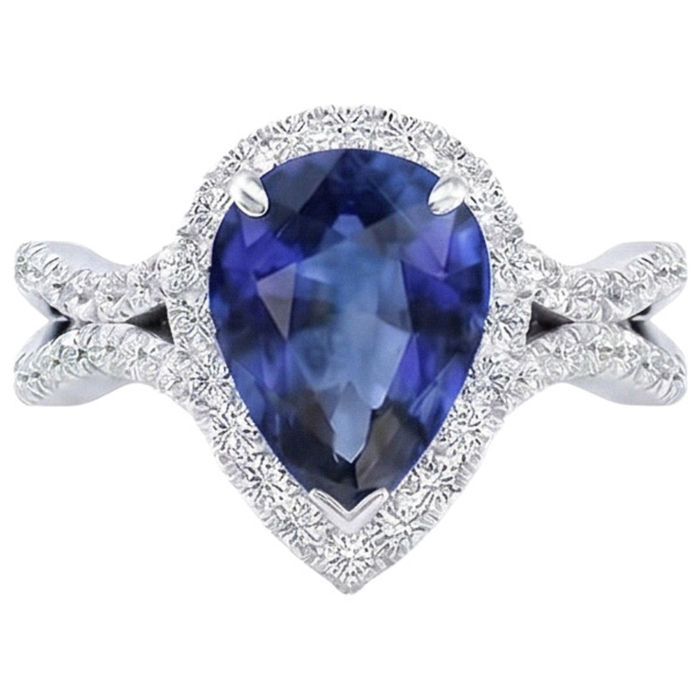 natural round sapphire 6.50ct ring close up detail