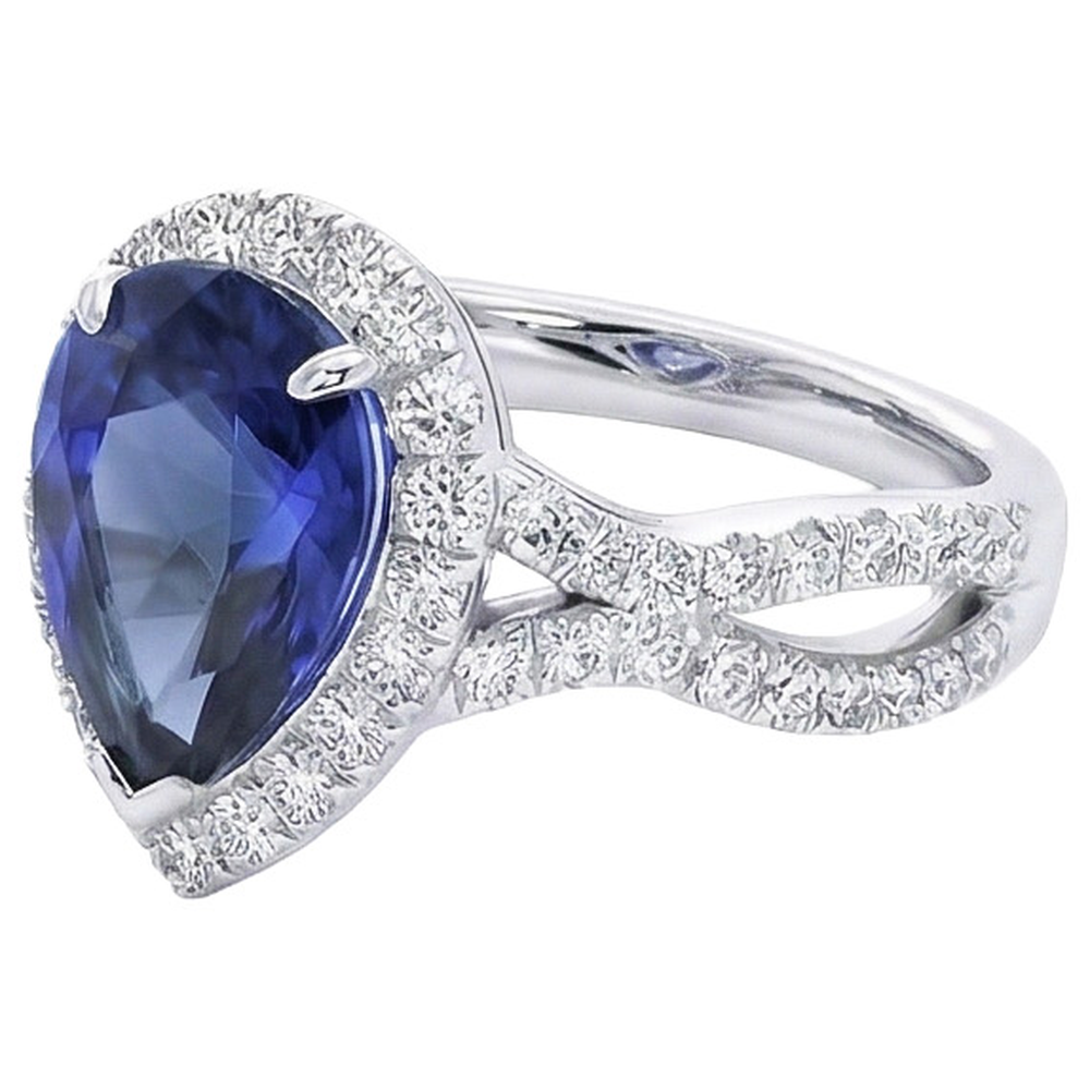 natural round sapphire 6.50ct ring top view