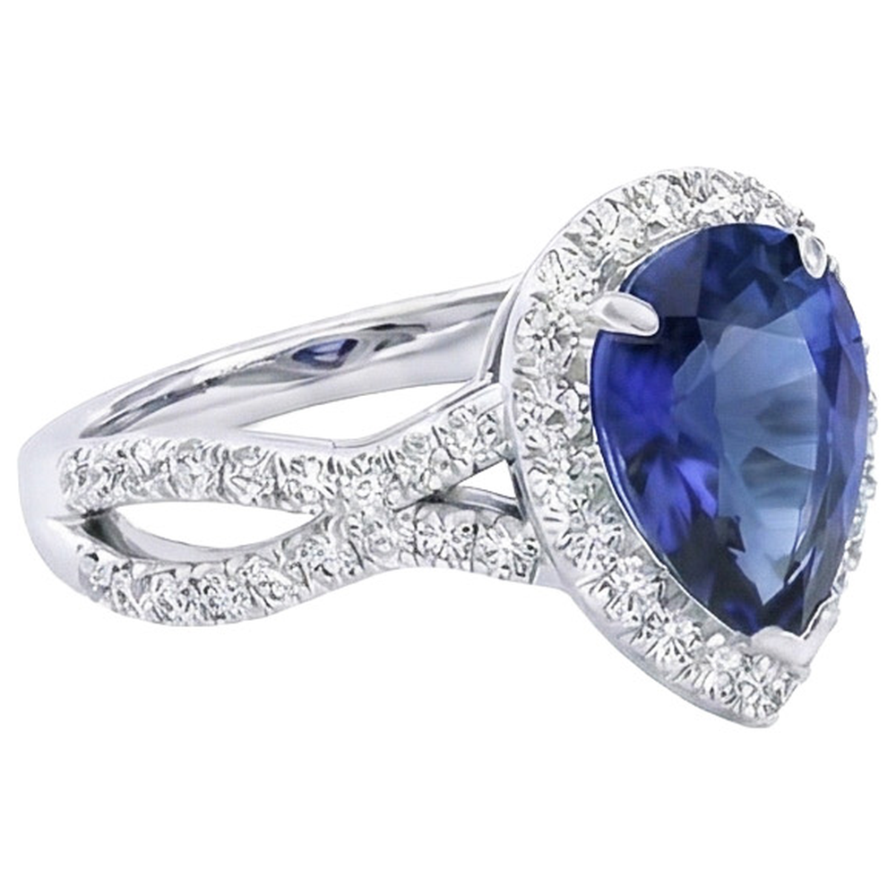 natural round sapphire 6.50ct ring profile view