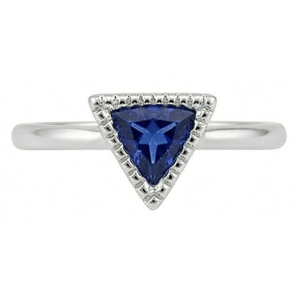Halo Engagement Ring Trillion Bezel Set Ceylon Sapphire 0.50 Carats