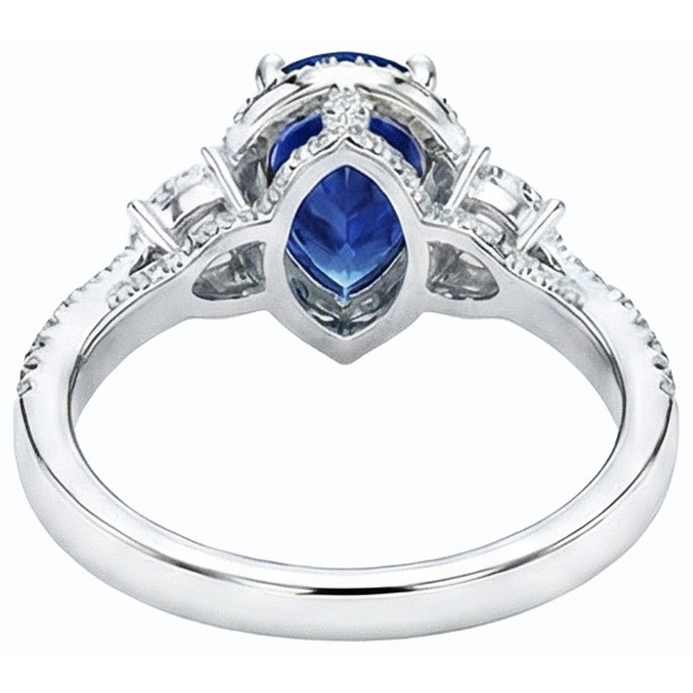 natural round sapphire 4.50ct ring side angle