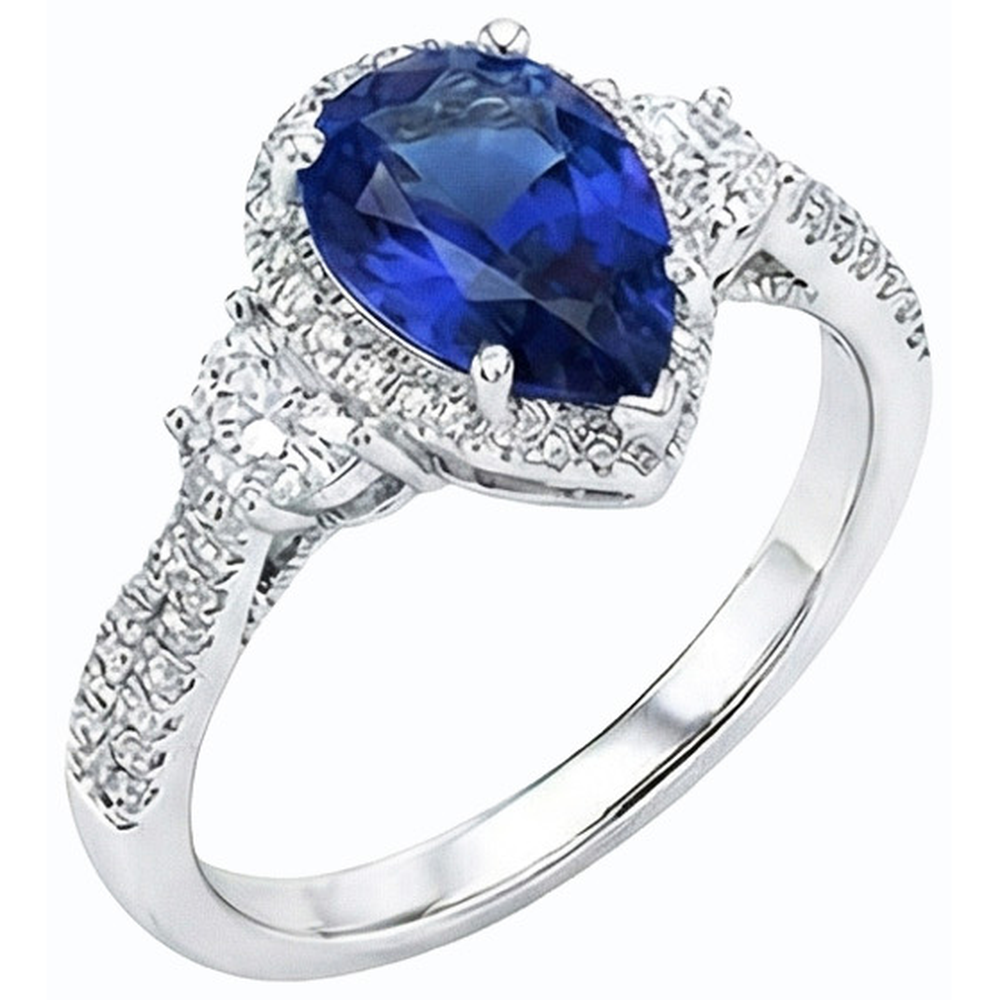 natural round sapphire 4.50ct ring close up detail