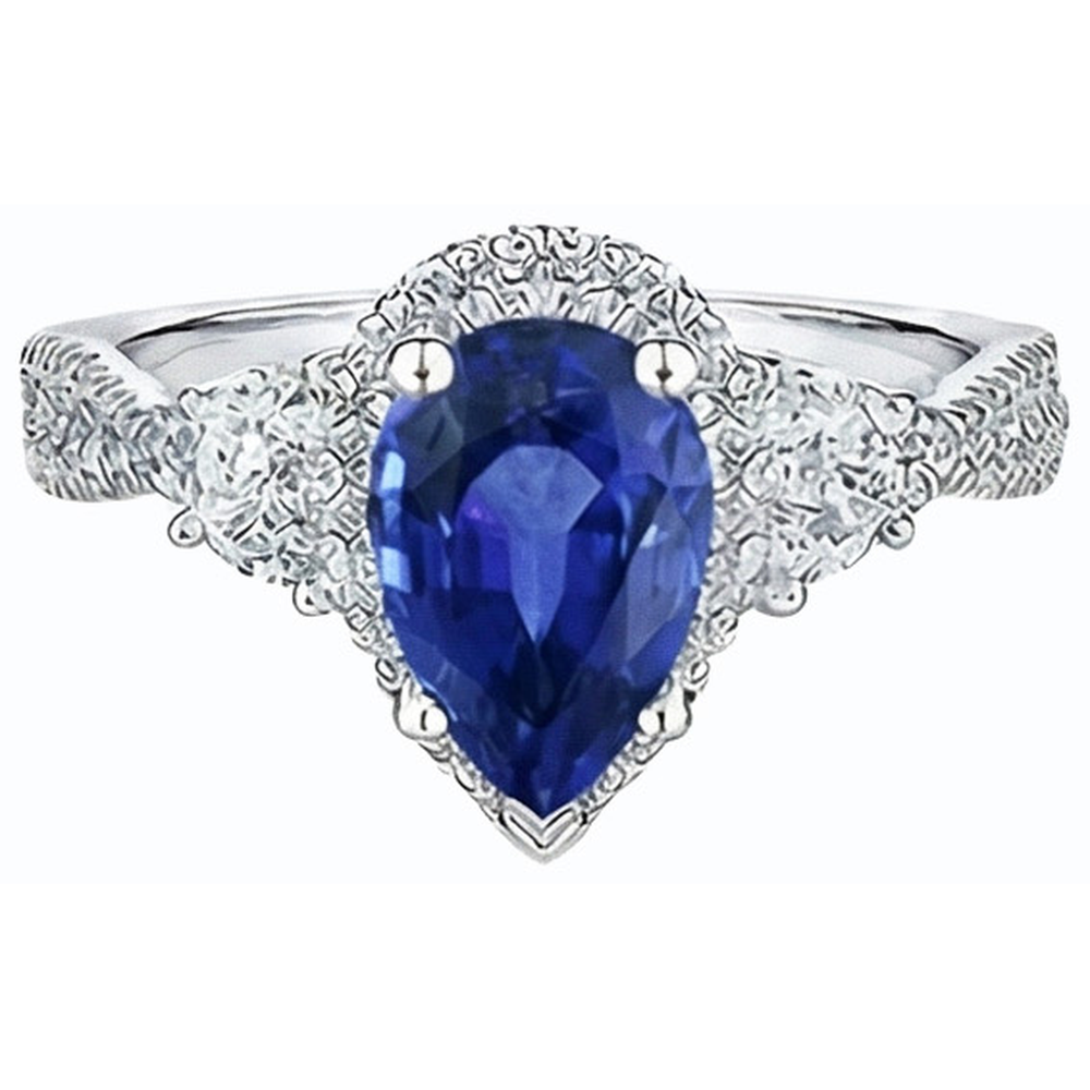 natural round sapphire 4.50ct ring top view
