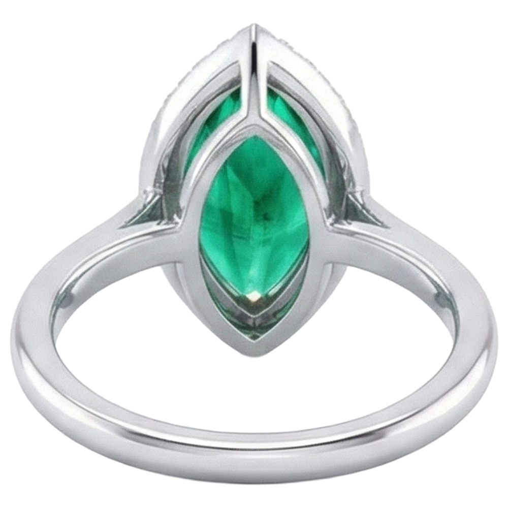 Authentic Colombian Emerald Colored Stone Ring – top view
