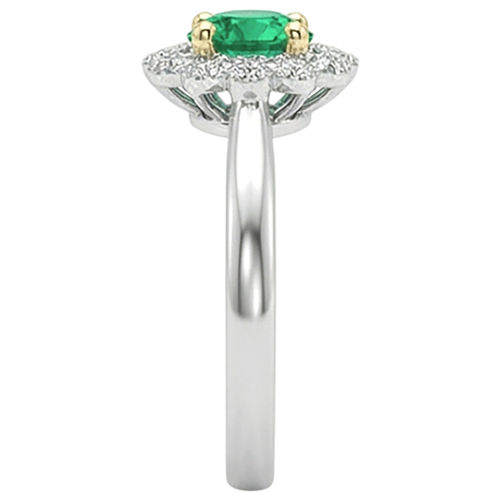 Colored Stone Ring 14 Karat Two Tone Gold with Colombian Emerald – top view