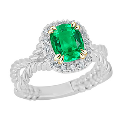 Twisted Shank Precious Stone Ring – Fine Emerald 2 ct 14K Two