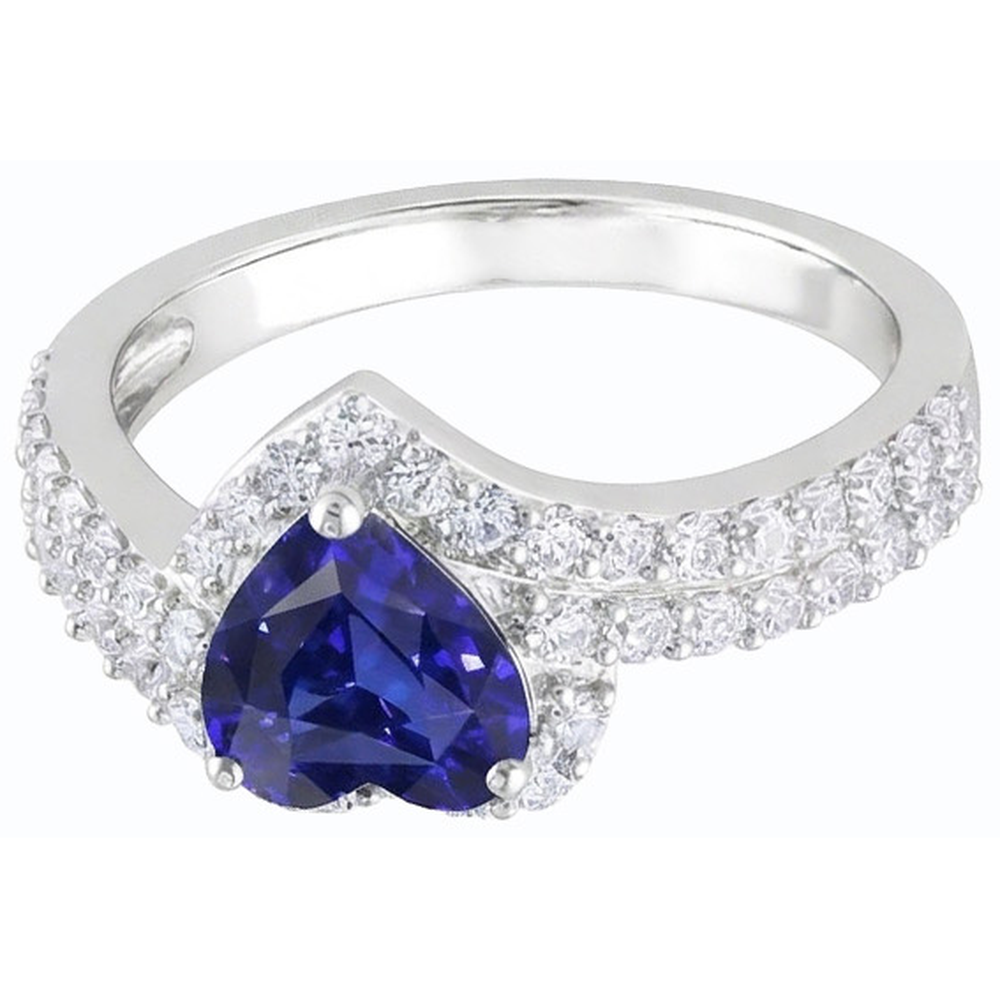 Halo Heart Blue Sapphire Ring 4 Carats Natural Earth Mined Diamond ( Not Lab Grown )s