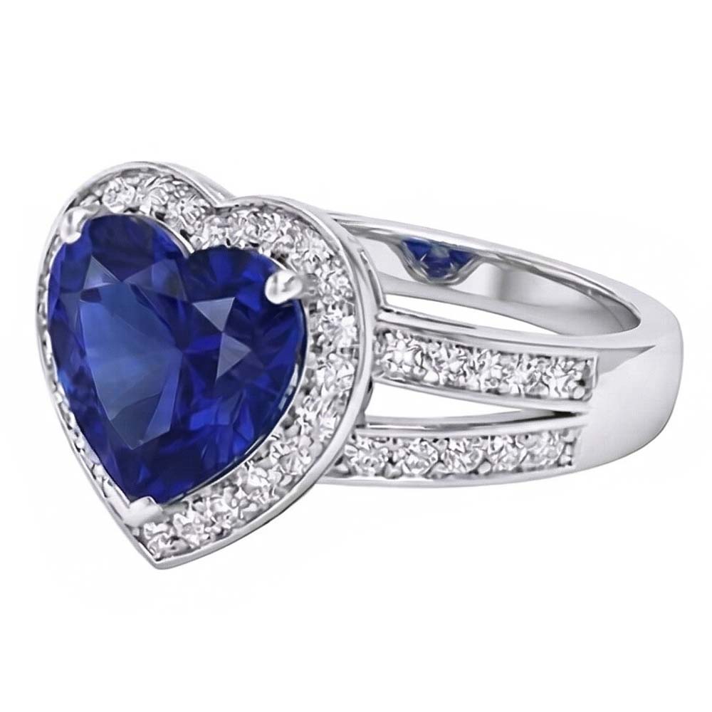 natural round sapphire 4.50ct ring close up detail