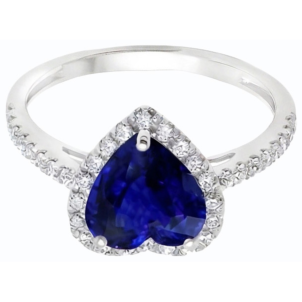 natural round sapphire 3.50ct ring top view