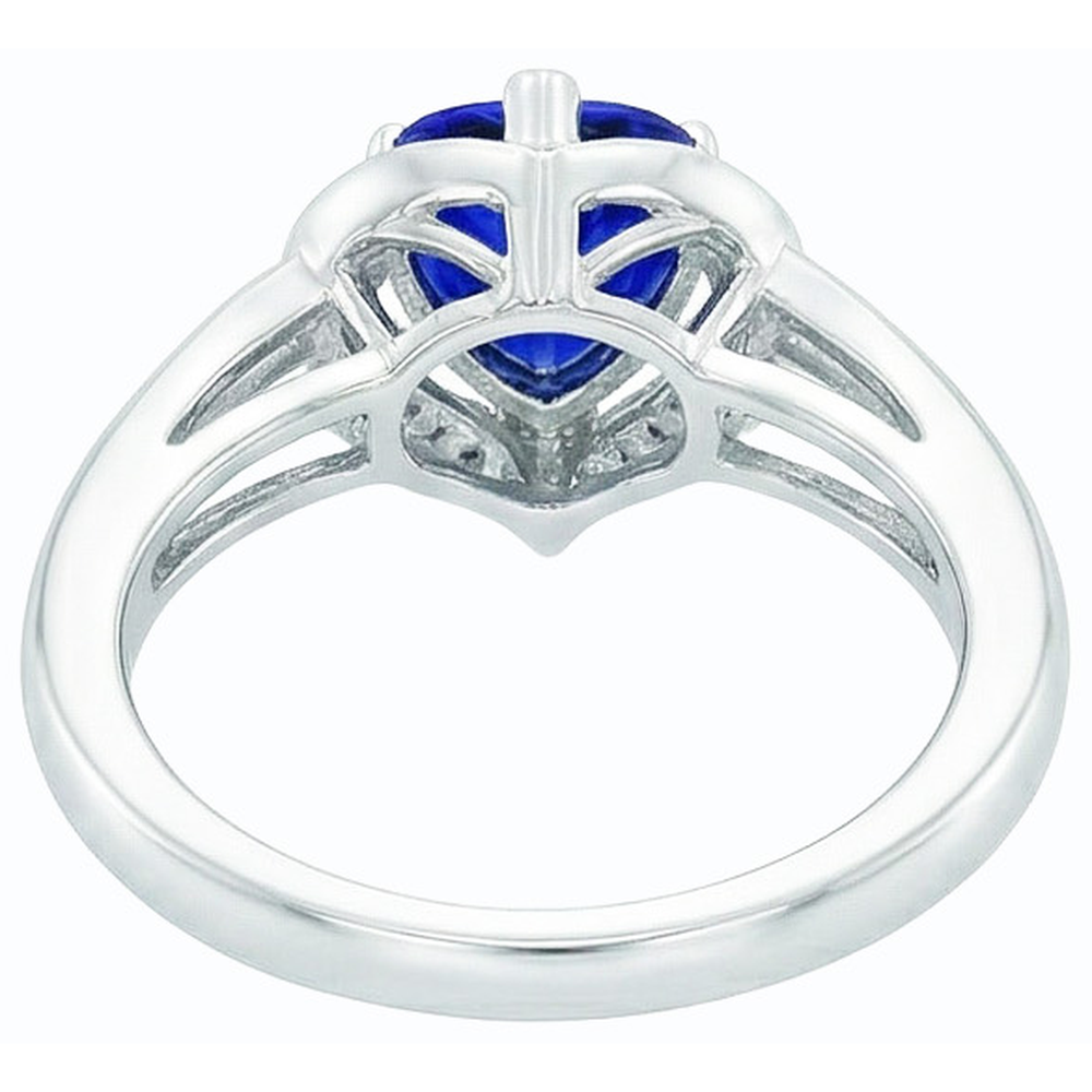 Halo Heart Style Sri Lankan Sapphire Ring 1.50 Carats Natural Earth Mined Diamond ( Not Lab Grown )s