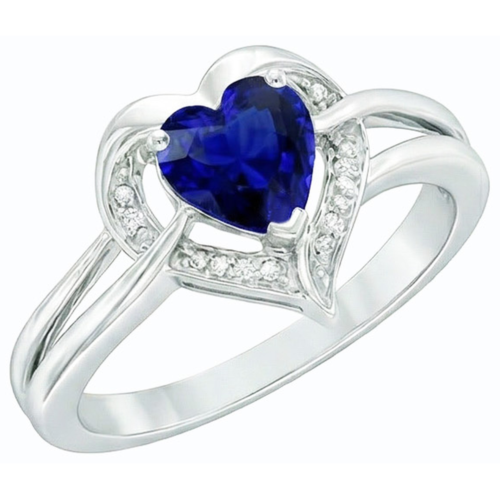 Halo Heart Style Sri Lankan Sapphire Ring 1.50 Carats Natural Earth Mined Diamond ( Not Lab Grown )s