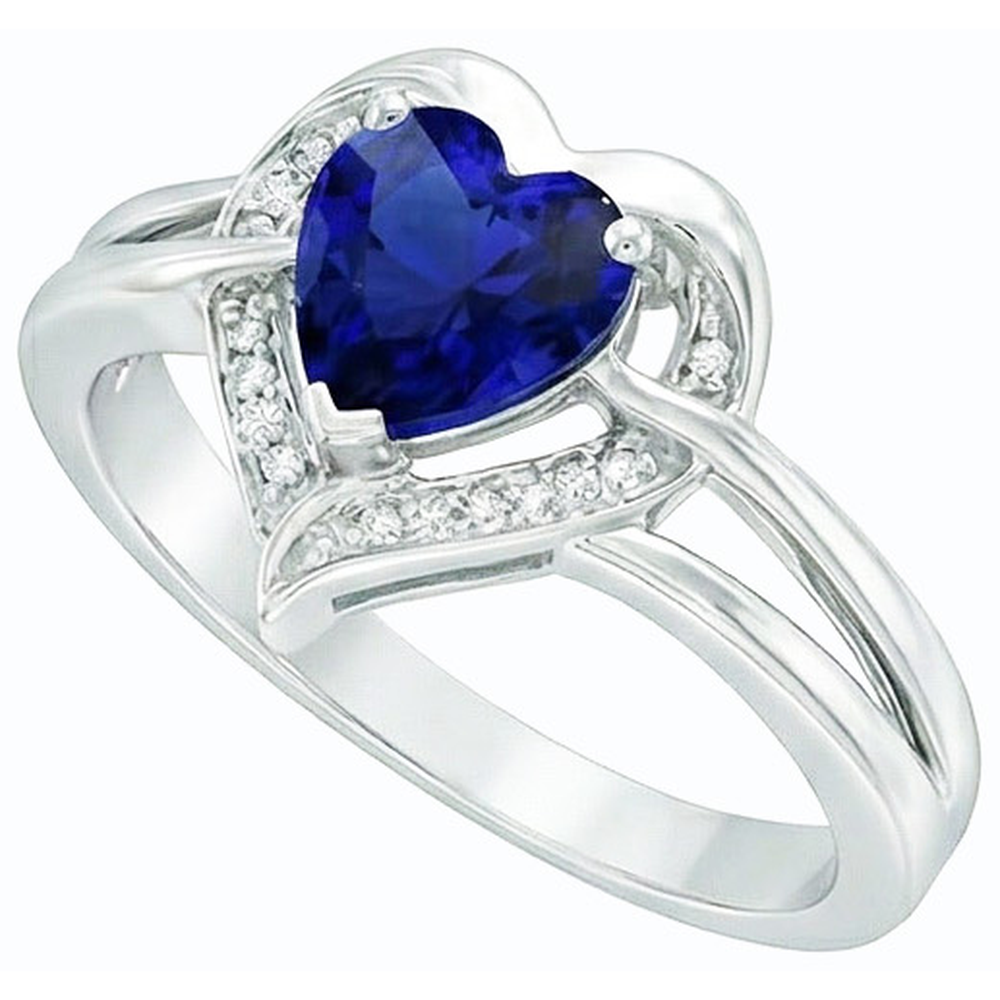 Halo Heart Style Sri Lankan Sapphire Ring 1.50 Carats Natural Earth Mined Diamond ( Not Lab Grown )s