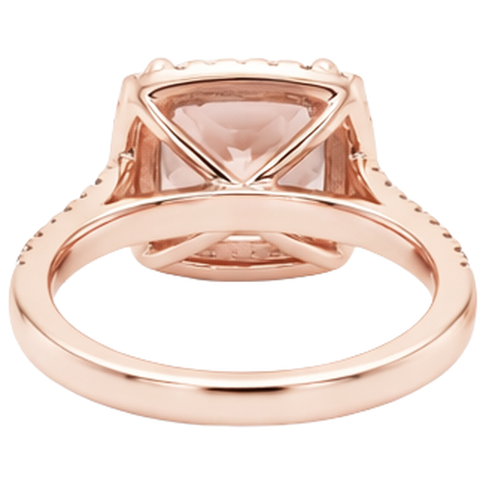 Halo Morganite 12.75 Carats Wedding Ring Prong Set Rose Gold 14K