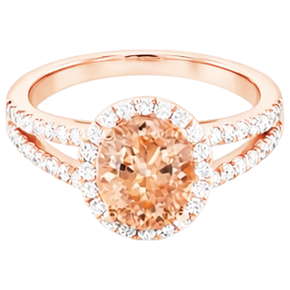 Halo Morganite And Natural Earth Mined Diamond ( Not Lab Grown )s 21 Ct Ring Rose Gold 14K
