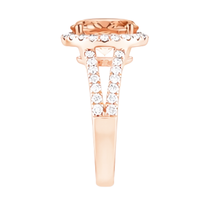 Halo Morganite And Natural Earth Mined Diamond ( Not Lab Grown )s 21 Ct Ring Rose Gold 14K