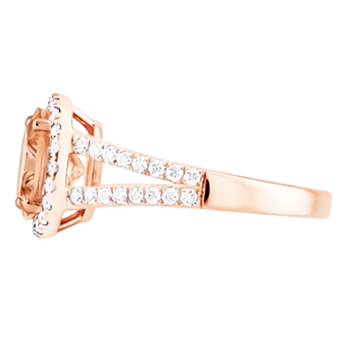 Halo Morganite And Natural Earth Mined Diamond ( Not Lab Grown )s 21 Ct Ring Rose Gold 14K