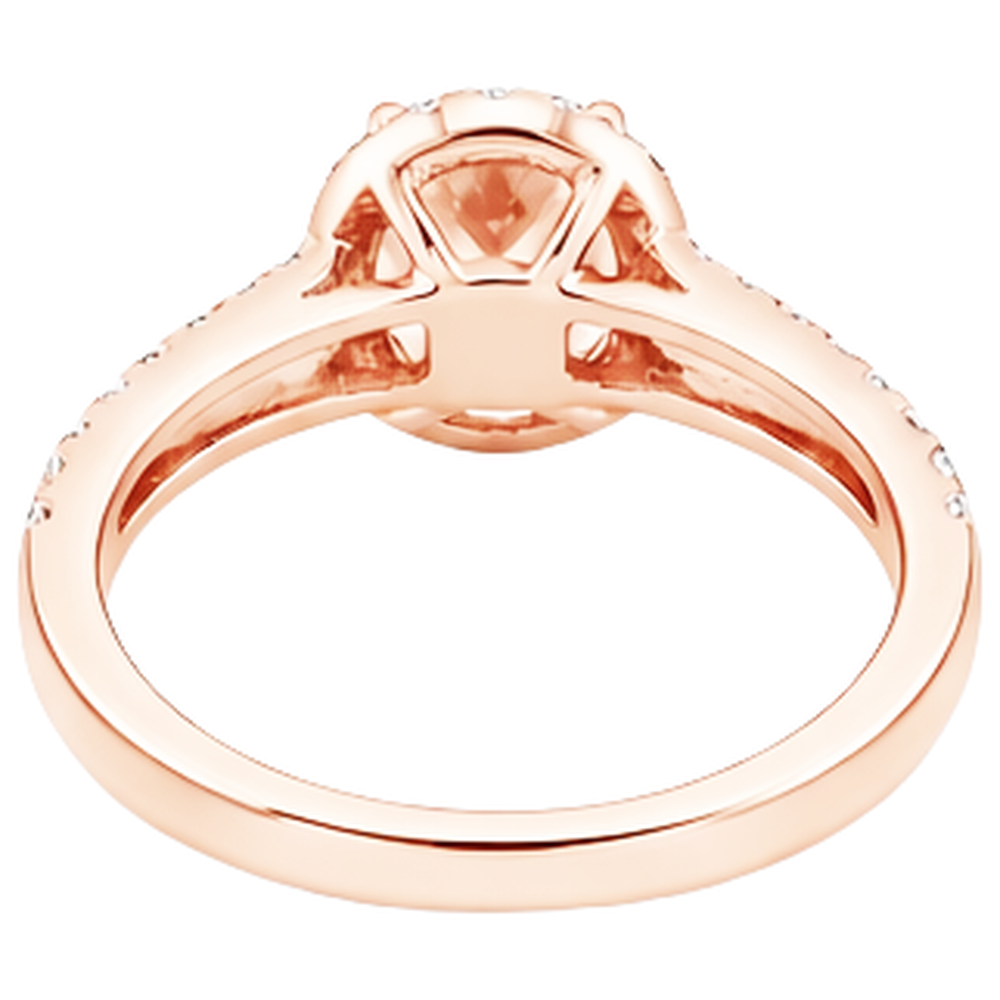 Halo Morganite And Natural Earth Mined Diamond ( Not Lab Grown )s 21 Ct Ring Rose Gold 14K
