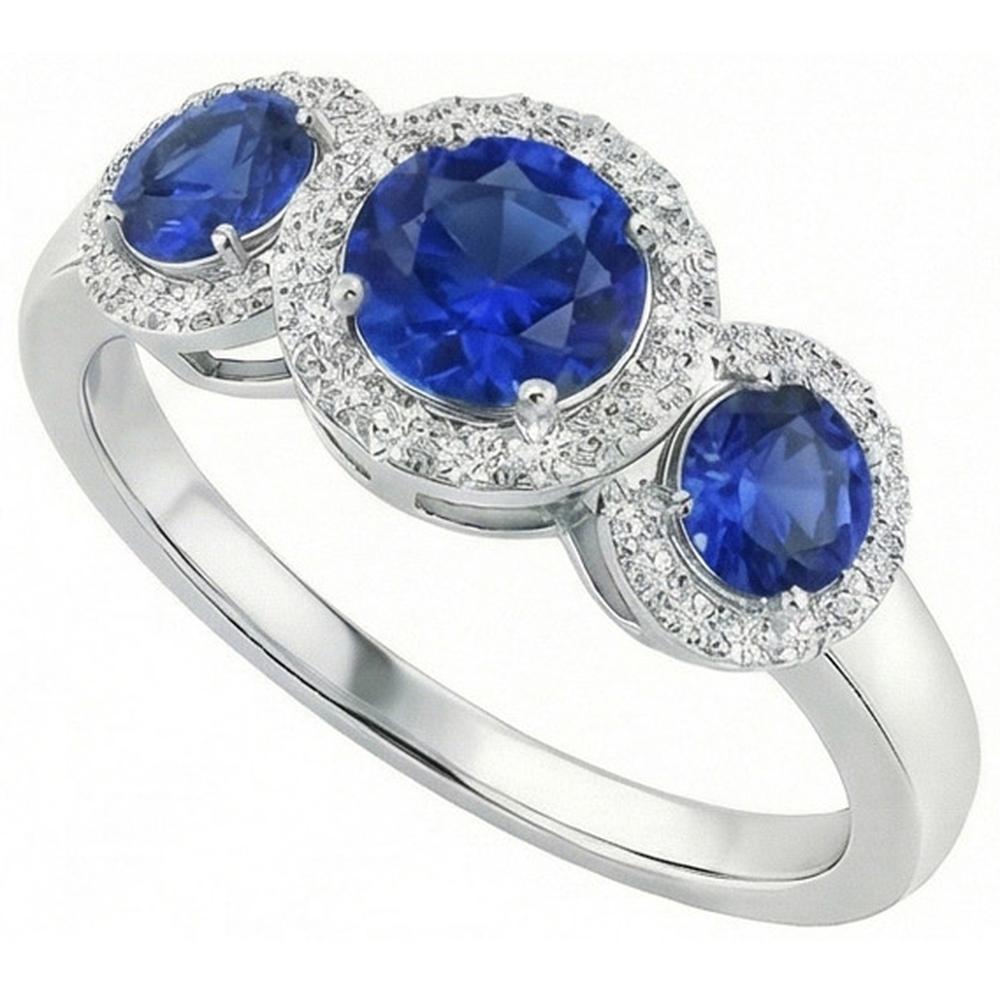 natural round sapphire 4.50ct ring close up detail