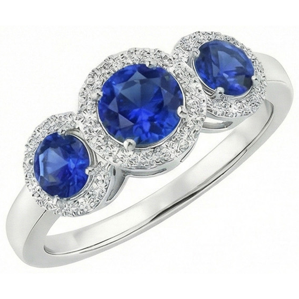 natural round sapphire 4.50ct ring top view