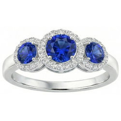 Natural Sapphire Ring 4.50ct - White Gold 14K
