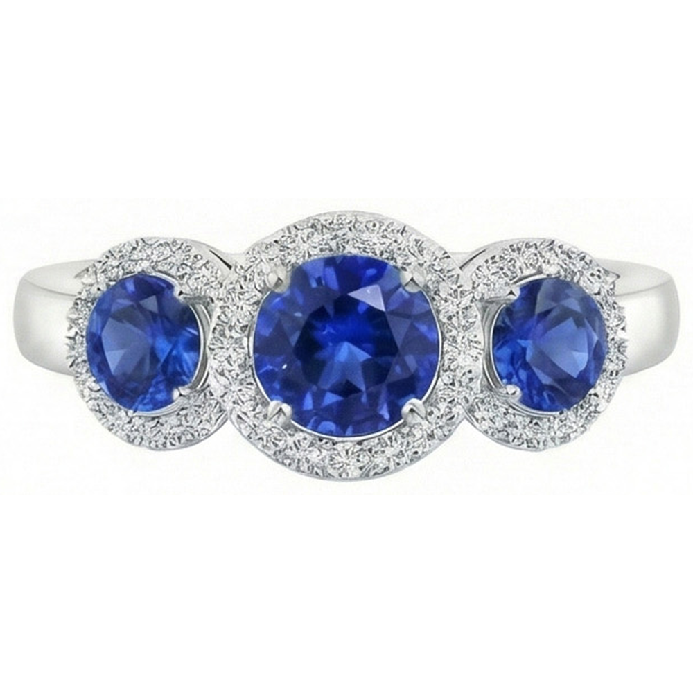 natural round sapphire 4.50ct ring side angle
