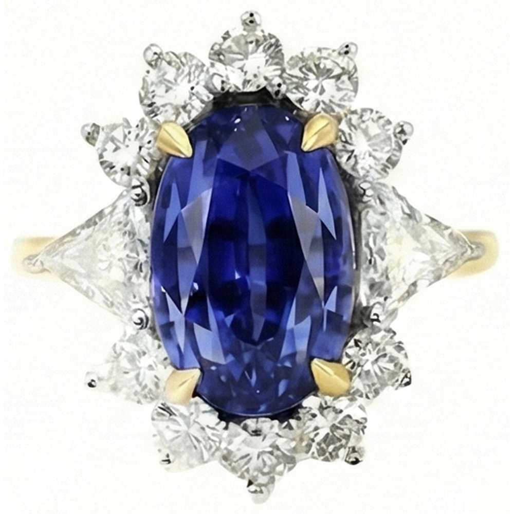 natural round sapphire 4.25ct ring side angle
