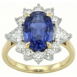Natural Sapphire Ring 4.25ct - White Gold 14K