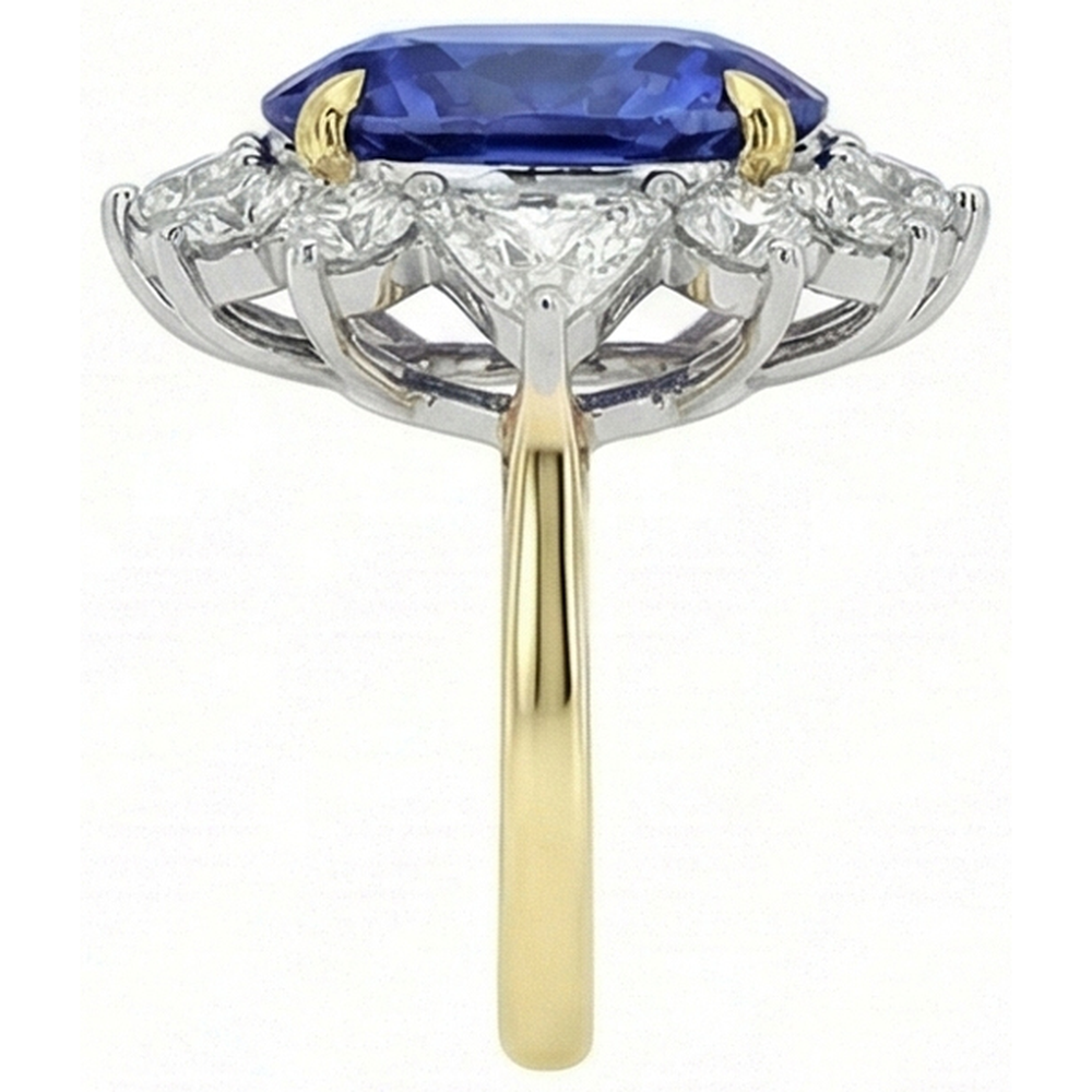 natural round sapphire 4.25ct ring top view