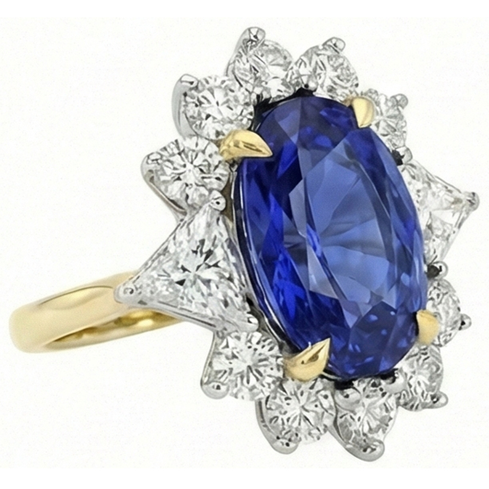 natural round sapphire 4.25ct ring close up detail