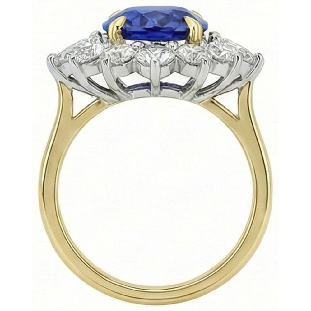 natural round sapphire 4.25ct ring profile view