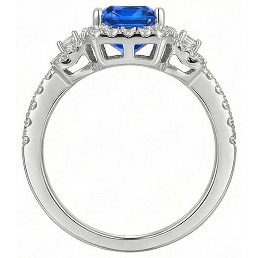 natural round sapphire 4.50ct ring close up detail