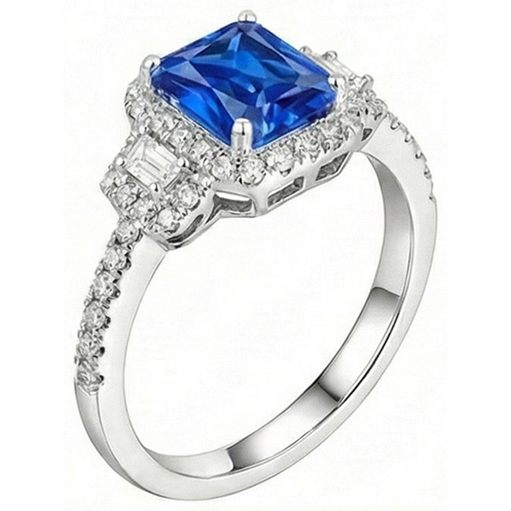 natural round sapphire 4.50ct ring top view
