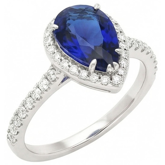 natural round sapphire 3.25ct ring front view