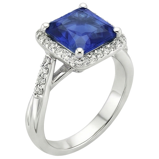 natural round sapphire 4ct ring side angle