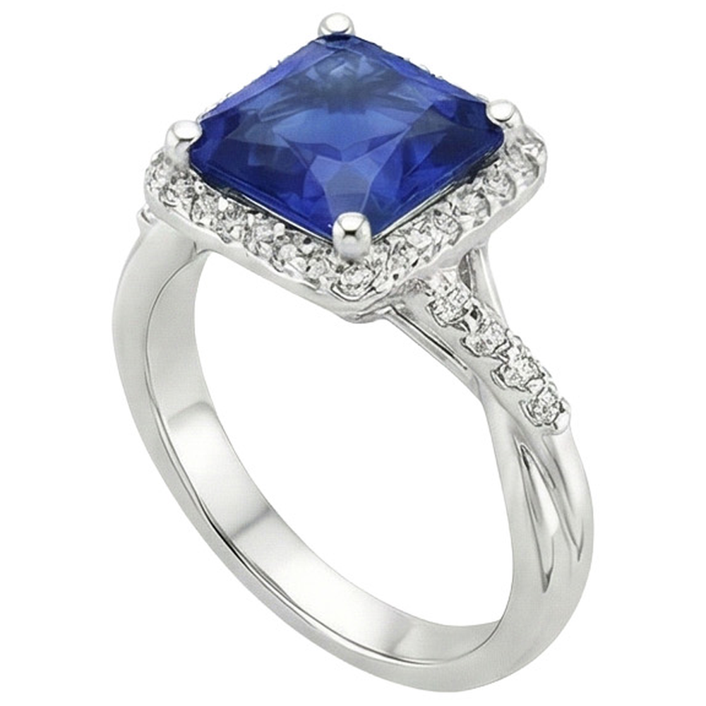 natural round sapphire 4ct ring top view