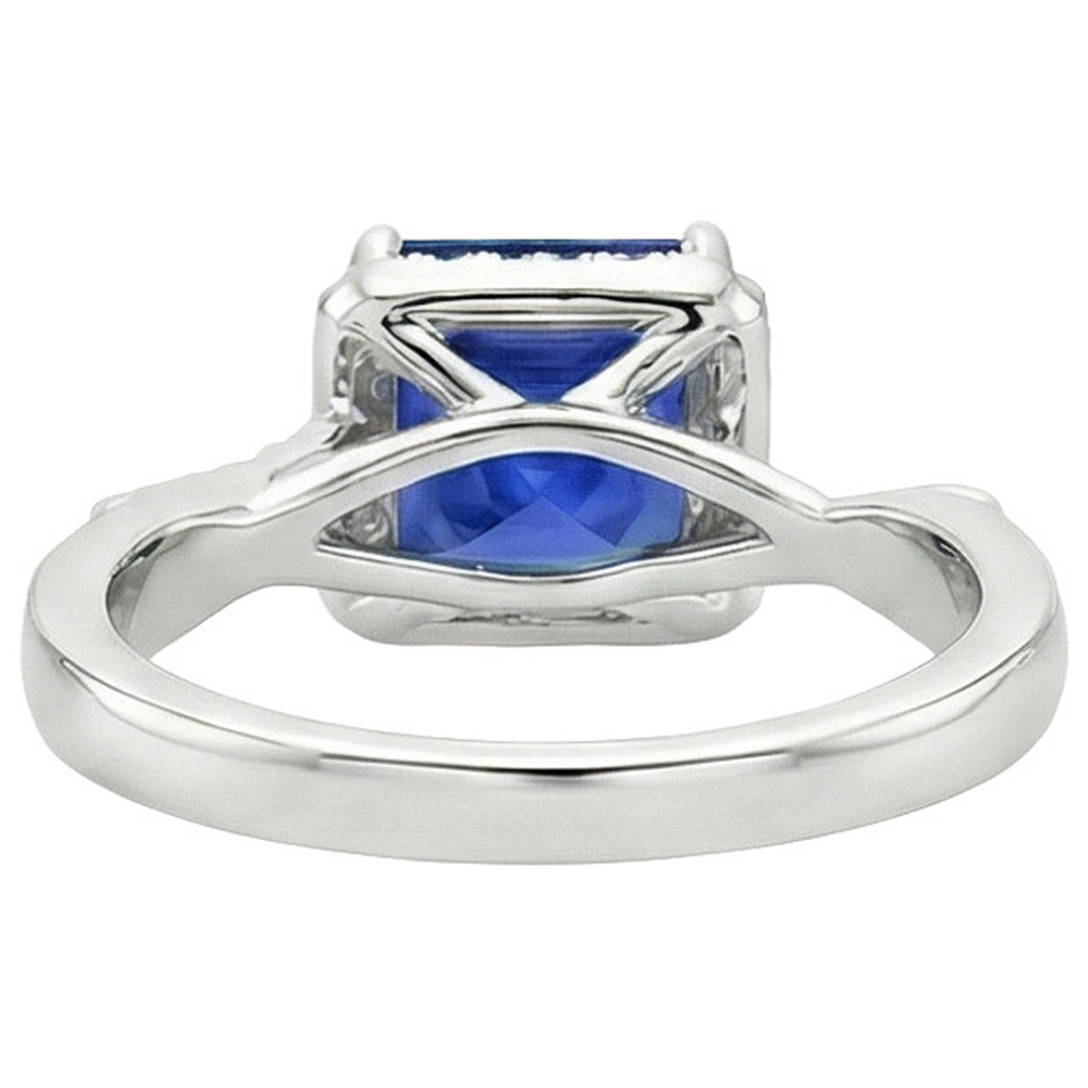 natural round sapphire 4ct ring on white background