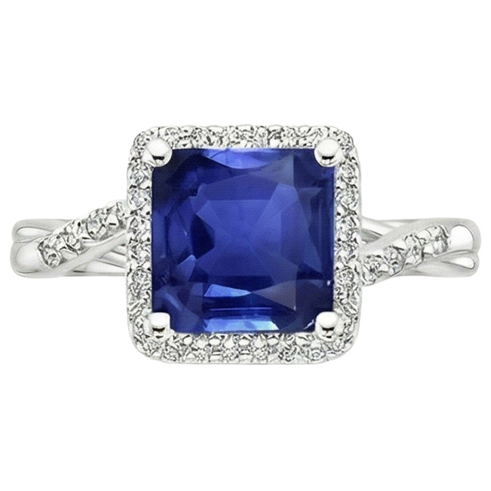 natural round sapphire 4ct ring close up detail