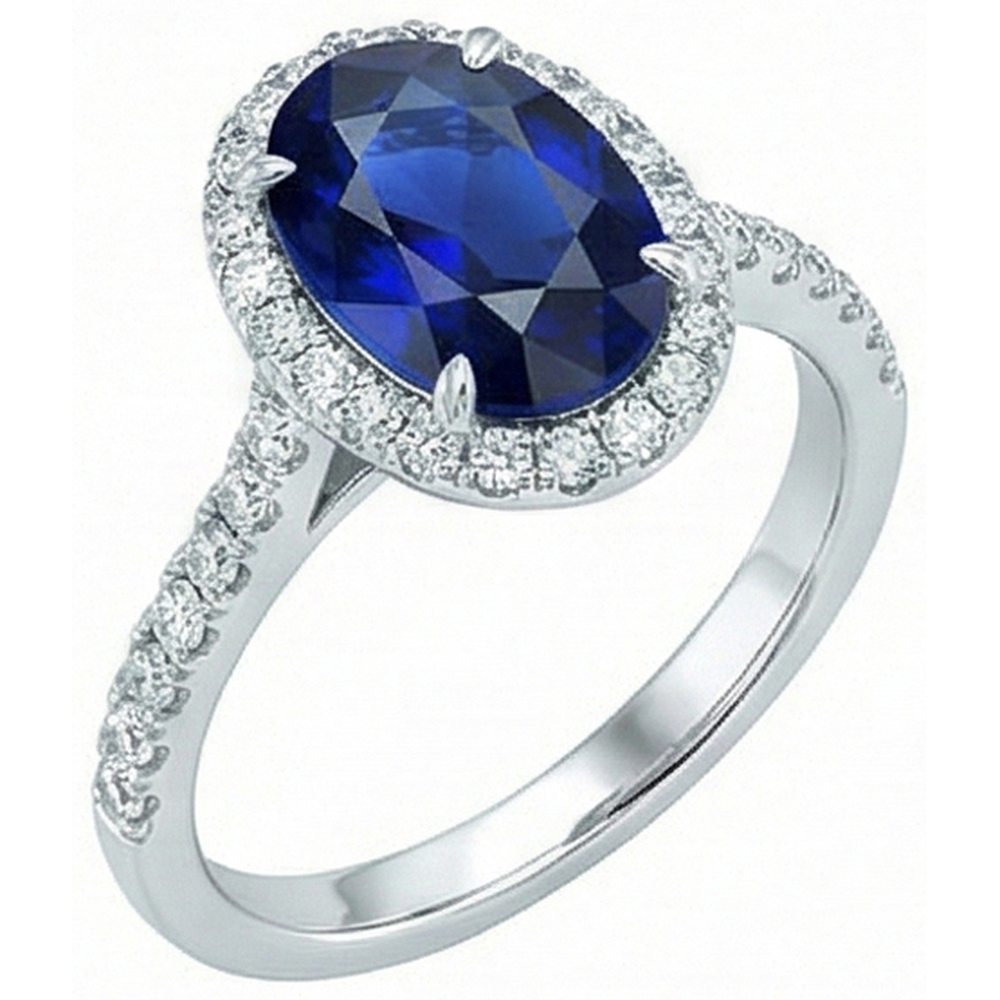 natural round sapphire 7.50ct ring side angle