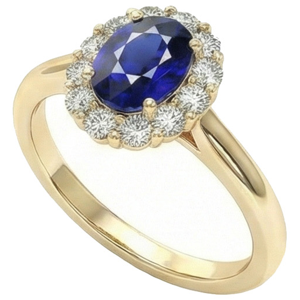 natural round sapphire 5.25ct ring close up detail